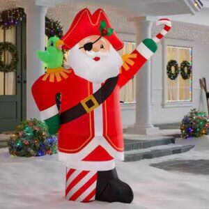 6 Ft LED Pirate Santa Christmas Inflatable Parrot Coastal Beach Tropical New